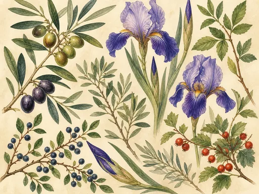 Broad Botanical Plate Without Labels Several — Flowers & Plants Galaxy Fold wallpaper