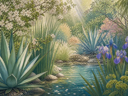 Wide Illustrated Animation Garden — Flowers & Plants Galaxy Fold wallpaper