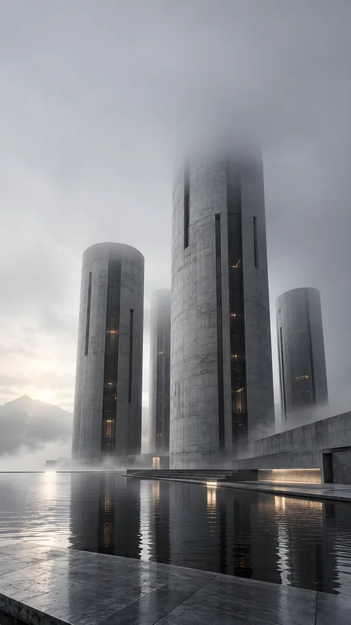 Brutalist Towers in the Fog — Cities & Architecture wallpaper