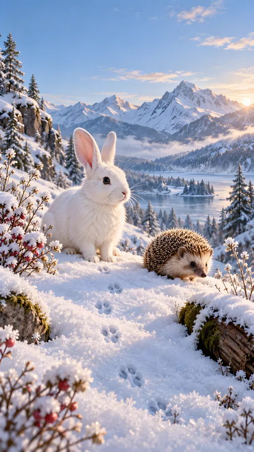 White Rabbit in Powder Snow — Animals & Wildlife wallpaper