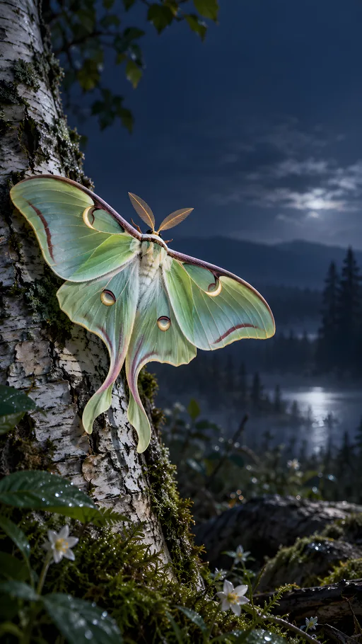 Moonlit Luna Moth — Animals & Wildlife wallpaper