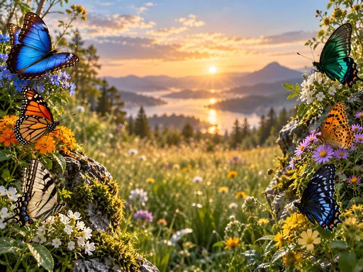 Butterflies on Flower Banks — Animals & Wildlife wallpaper