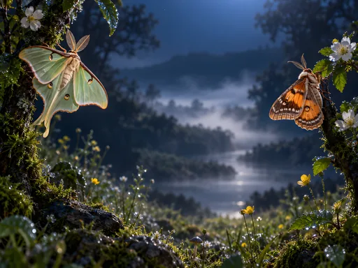Moths in Moonlit Haze — Animals & Wildlife wallpaper