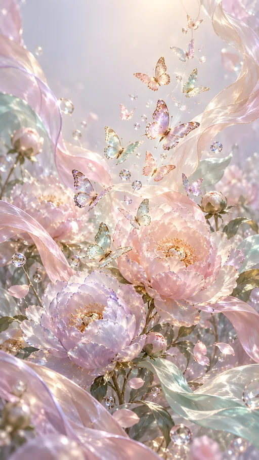 Pastel Butterflies and Peonies — Animals & Wildlife wallpaper