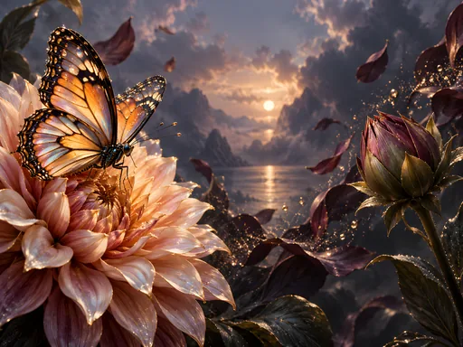 Gilded Butterfly on a Dahlia — Animals & Wildlife wallpaper