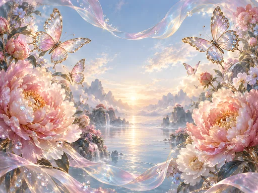 Pastel Butterflies and Peonies — Animals & Wildlife wallpaper