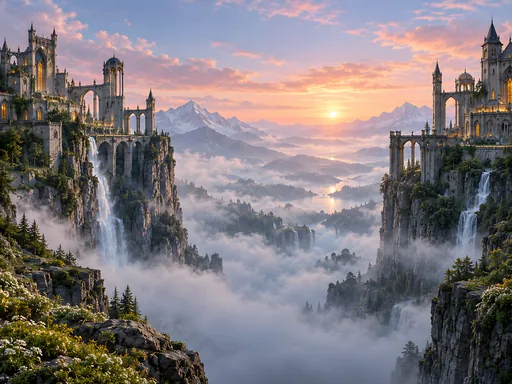 Castle Wings on the Cliffs — Fantasy wallpaper