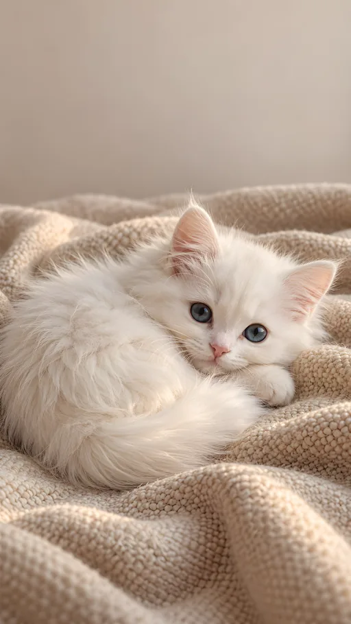 White Kitten on a Blanket — Pets wallpaper