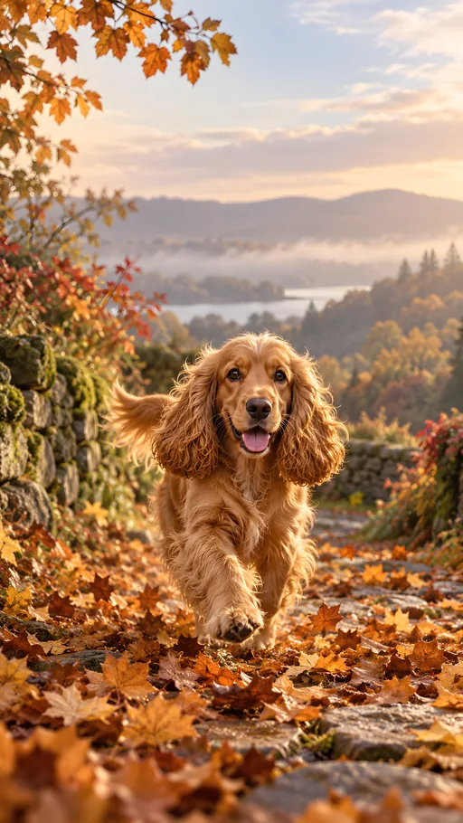 Cocker Spaniel in Autumn Leaves — Pets wallpaper