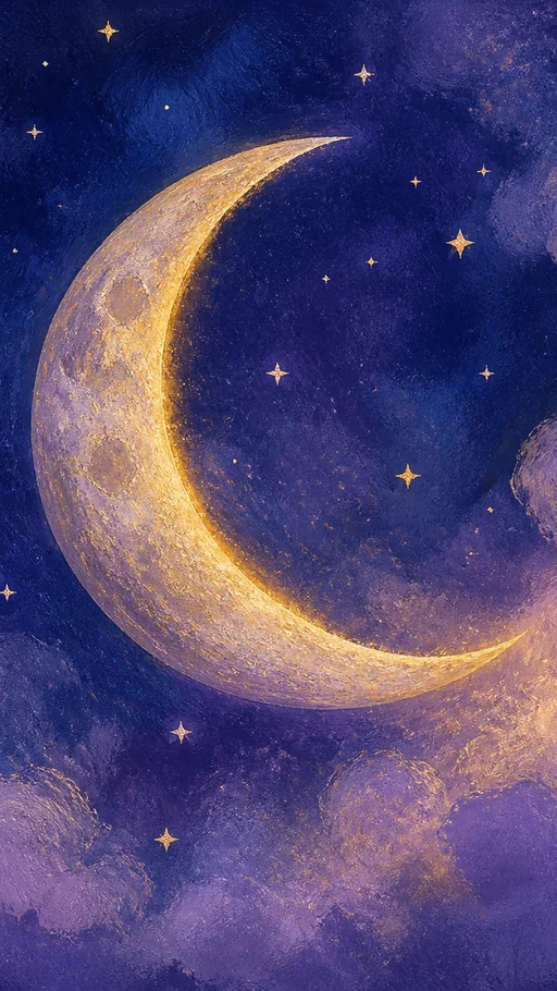 Illustrated Crescent Moon — Space wallpaper