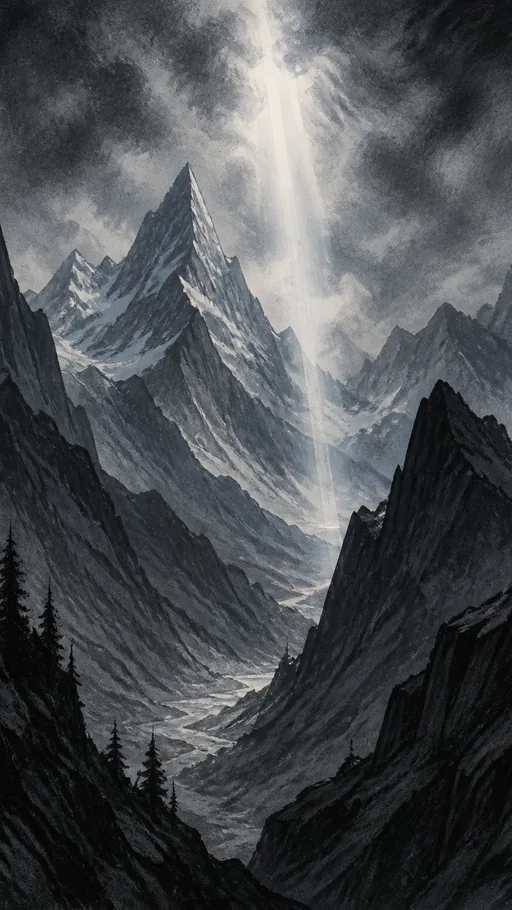 Tall 2D Animated Mountain Environment Rendered — Art & Illustration wallpaper
