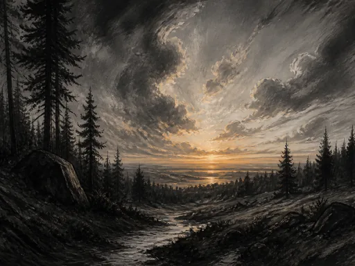 Wide Hand-drawn Animation Landscape — Art & Illustration Galaxy Fold wallpaper