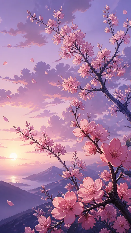 Elegant 2D Animated Cherry Blossoms — Flowers & Plants wallpaper