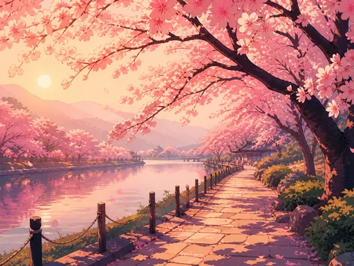 Elegant 2D Animated Cherry Blossoms — Flowers & Plants wallpaper