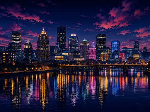 Wide Nighttime Skyline Viewed Across A — Cities & Architecture Galaxy Fold wallpaper