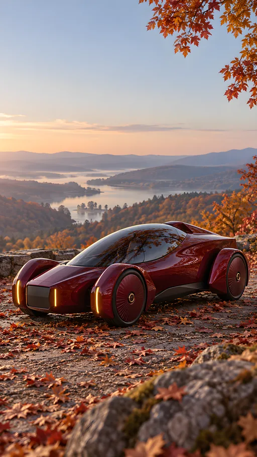 Burgundy Touring Concept in Autumn — Cars & Vehicles phone wallpaper