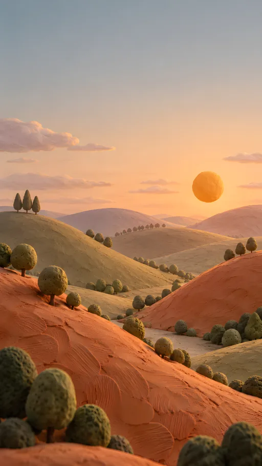 Clay Hills and Warm Sun — Art & Illustration wallpaper