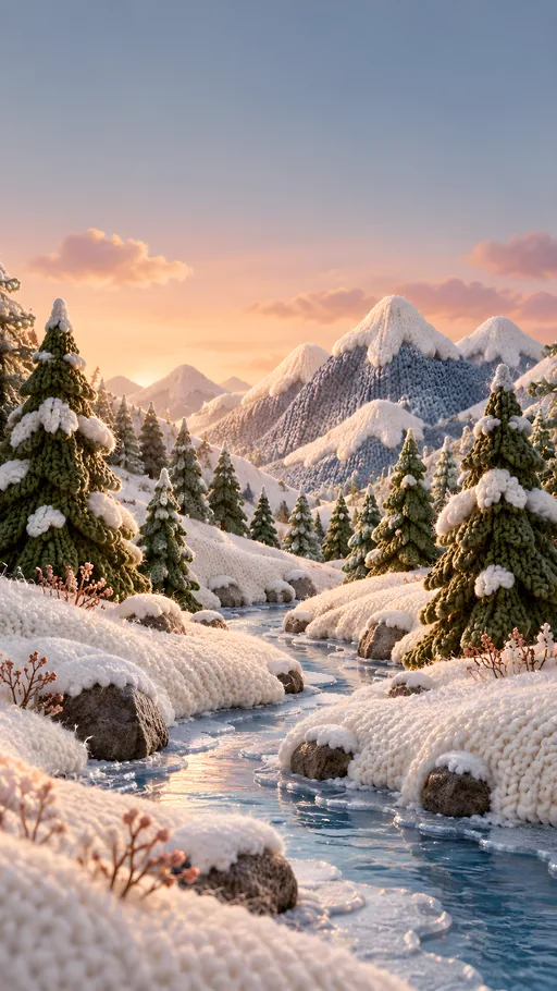 Knitted Winter Valley — Art & Illustration wallpaper
