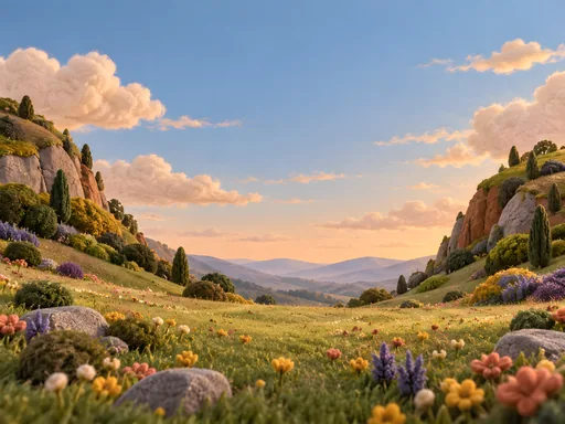Felt Meadow Hills — Art & Illustration wallpaper