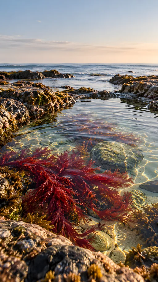 Red Seaweed Through Clear Ripples — Nature & Landscapes wallpaper