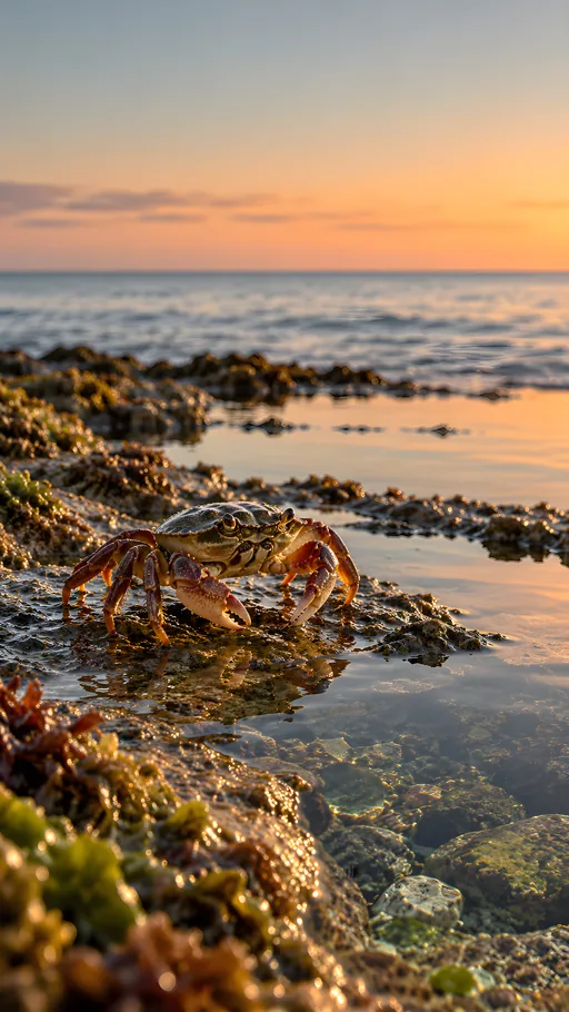 Crab at the Tidepool Edge — Nature & Landscapes wallpaper