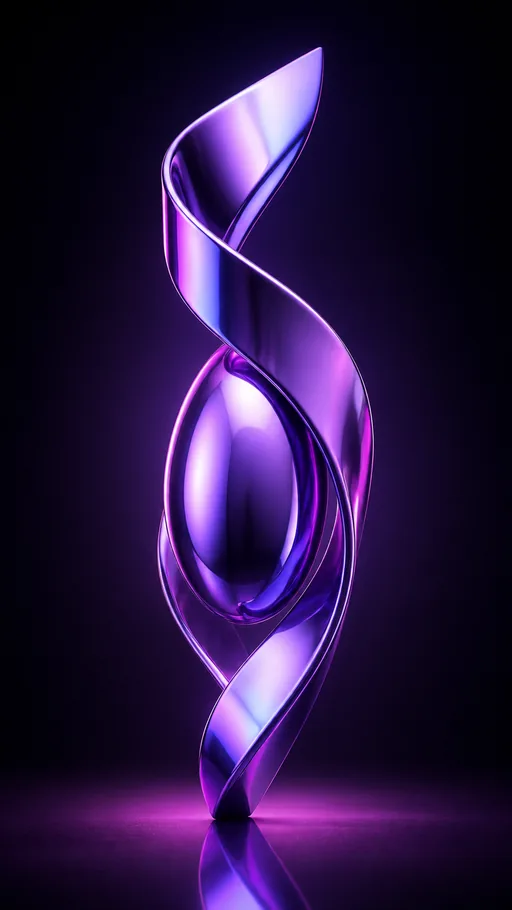 Vertical Violet-chrome Ribbon Form Twisting Once — Abstract wallpaper