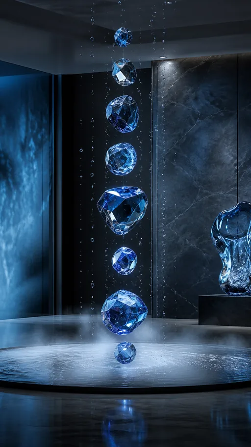 Icy Blue Sculptural Glass Mist And — Minimal & Color wallpaper
