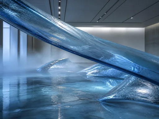 Icy Blue Sculptural Glass Mist And — Minimal & Color wallpaper