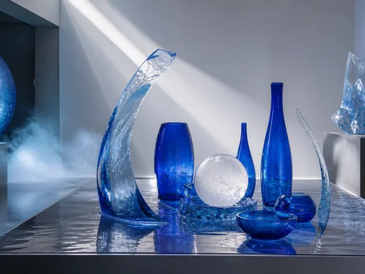 Icy Blue Sculptural Glass Mist And — Minimal & Color wallpaper
