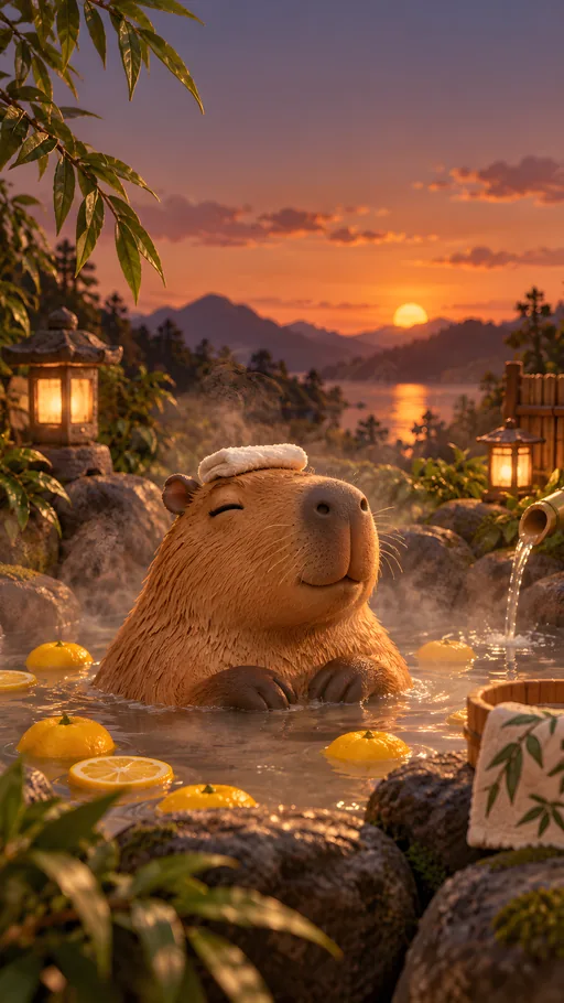 Capybara in a Hot Spring — Animals & Wildlife wallpaper