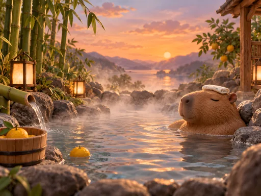 Capybara in a Hot Spring — Animals & Wildlife wallpaper