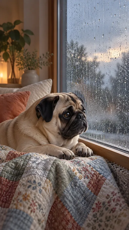 Pug Watching the Rain — Pets wallpaper