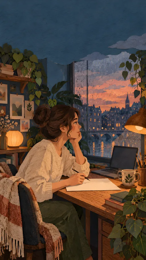 Illustrator by a Rainy Window — People & Portraits wallpaper