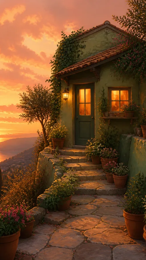 Tiny Hillside House — Fantasy wallpaper