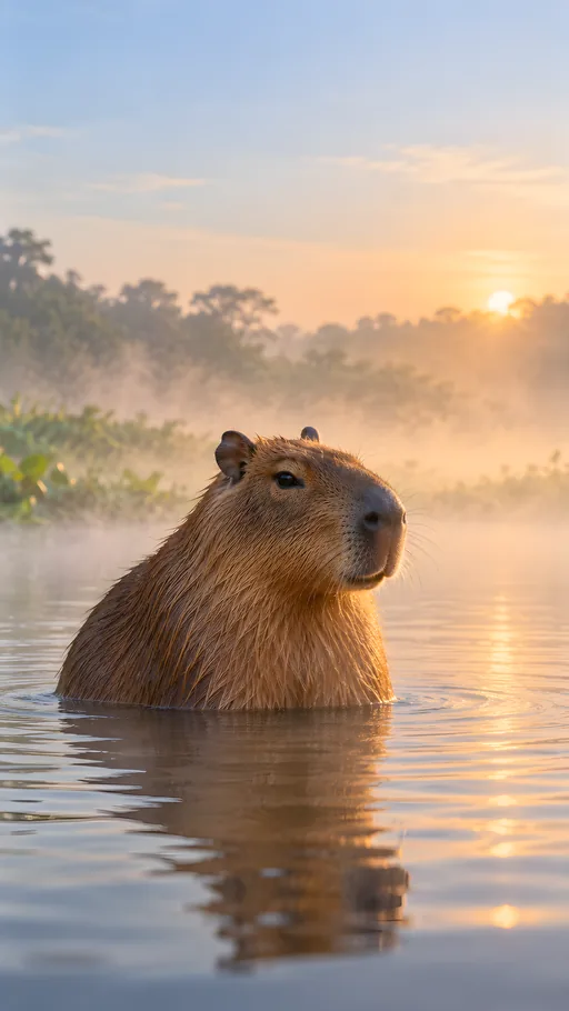 Capybara in Morning Mist — Animals & Wildlife wallpaper