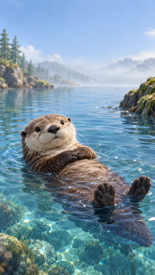 River Otter Floating — Animals & Wildlife wallpaper