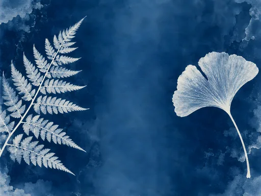 Fern and Ginkgo Cyanotype — Flowers & Plants wallpaper