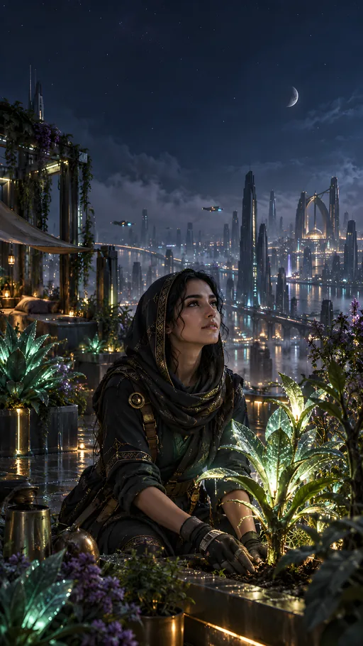 Rooftop Botanist Above the City — People & Portraits wallpaper