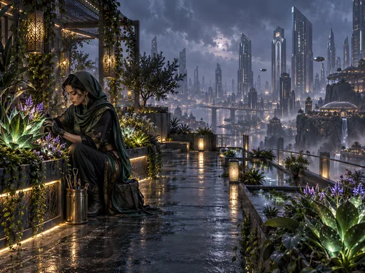 Rooftop Botanist Above the City — People & Portraits wallpaper