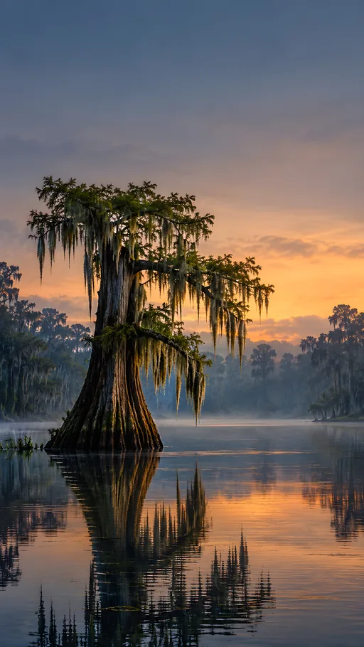Moss-Draped Cypress at Dusk — Nature & Landscapes wallpaper
