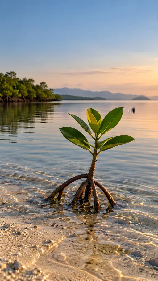 Mangrove Seedling on Tidal Sand — Nature & Landscapes wallpaper