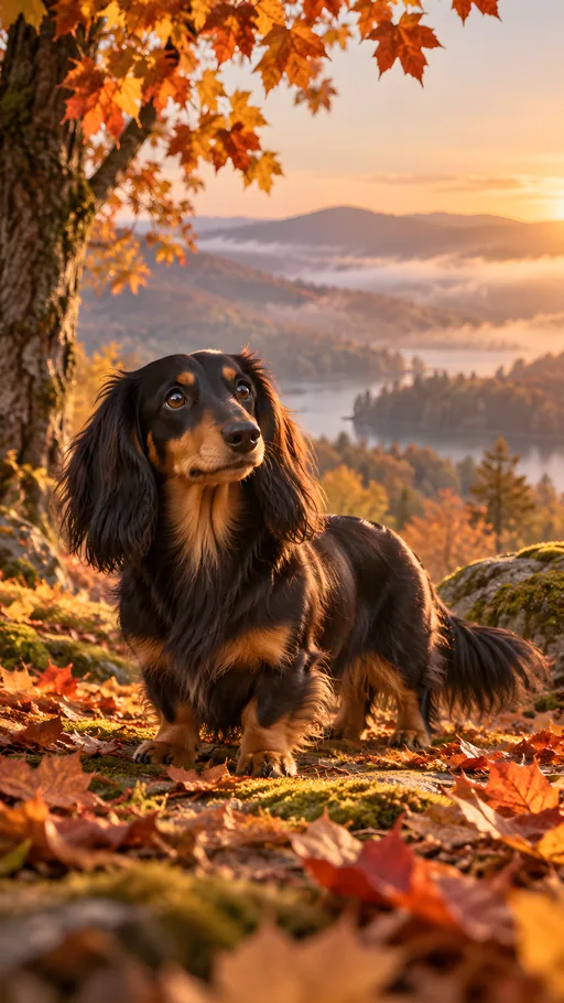 Long-Haired Dachshund in Autumn — Pets wallpaper