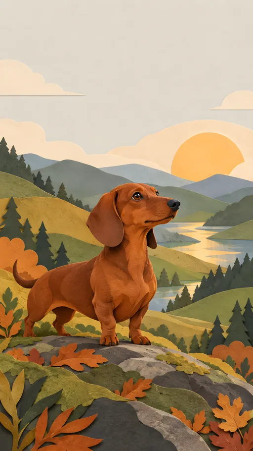 Paper-Cut Dachshund — Pets wallpaper