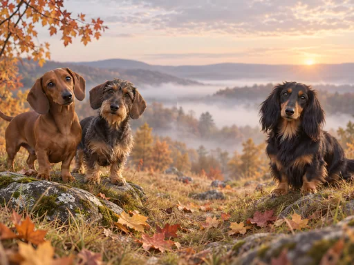 Dachshunds in an Autumn Field — Pets wallpaper