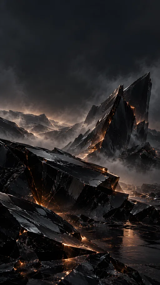 Ember-Lit Obsidian — Abstract wallpaper