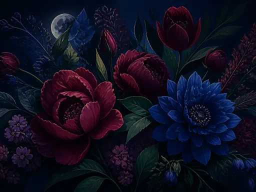 Sophisticated 2D Nocturnal Flowers — Flowers & Plants wallpaper