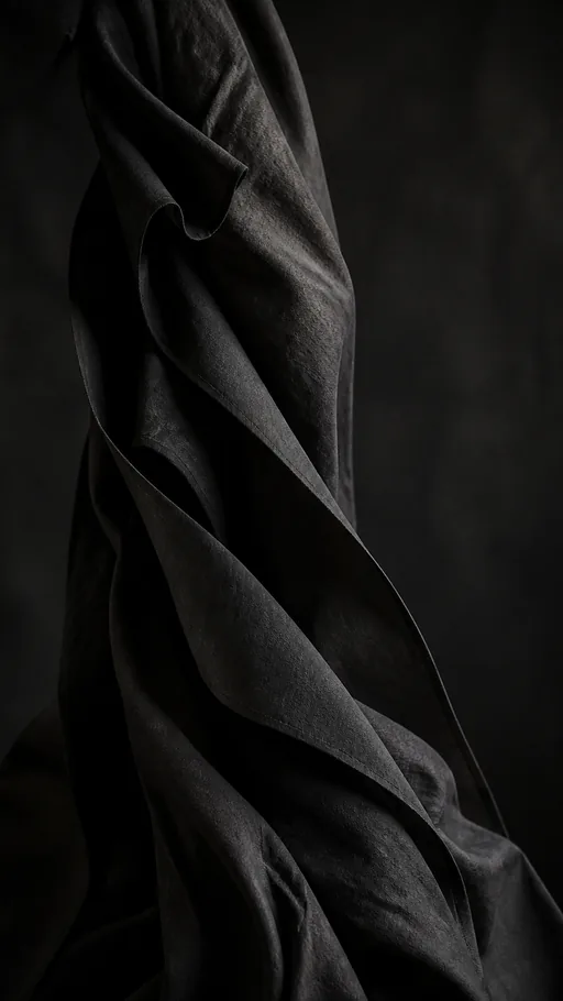 Sculptural Charcoal Fabric Folds — Dark & Moody wallpaper