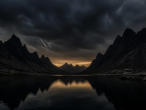 Obsidian Mountain Silhouettes — Dark & Moody Galaxy Fold wallpaper