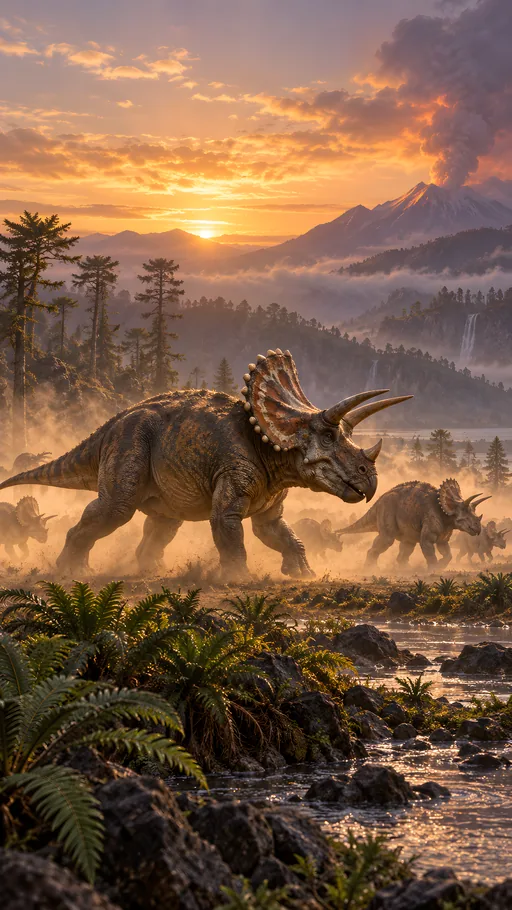 Ceratopsian Herd in Ochre Dust — Animals & Wildlife wallpaper