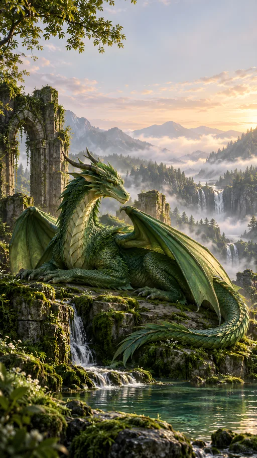 Emerald Forest Dragon — Fantasy wallpaper